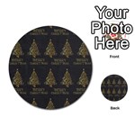 Merry Christmas Tree Typography Black And Gold Festive Multi-purpose Cards (Round)  Front 11