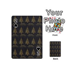 Merry Christmas Tree Typography Black And Gold Festive Playing Cards 54 (mini)  by yoursparklingshop