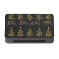 Merry Christmas Tree Typography Black And Gold Festive Memory Card Reader With Cf by yoursparklingshop