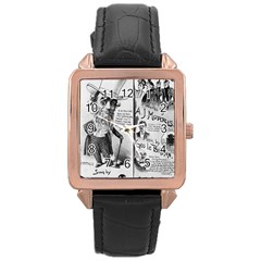 Vintage Song Sheet Lyrics Black White Typography Rose Gold Leather Watch  by yoursparklingshop