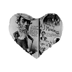 Vintage Song Sheet Lyrics Black White Typography Standard 16  Premium Flano Heart Shape Cushions by yoursparklingshop