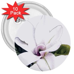 White Magnolia Pencil Drawing Art 3  Buttons (10 Pack)  by picsaspassion