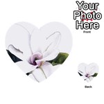 White Magnolia pencil drawing art Multi-purpose Cards (Heart)  Back 1