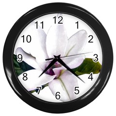 Magnolia Wit Aquarel Painting Art Wall Clocks (black)