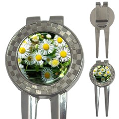 White Summer Flowers Oil Painting Art 3-in-1 Golf Divots by picsaspassion