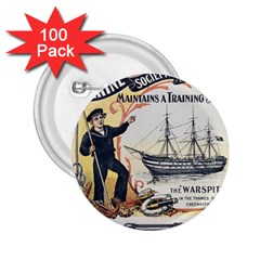 Vintage Advertisement British Navy Marine Typography 2 25  Buttons (100 Pack)  by yoursparklingshop