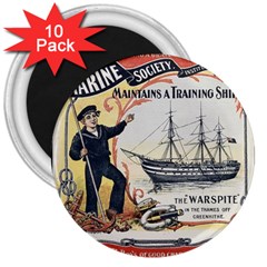 Vintage Advertisement British Navy Marine Typography 3  Magnets (10 Pack)  by yoursparklingshop