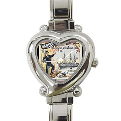 Vintage Advertisement British Navy Marine Typography Heart Italian Charm Watch by yoursparklingshop