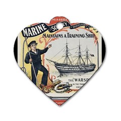 Vintage Advertisement British Navy Marine Typography Dog Tag Heart (two Sides) by yoursparklingshop