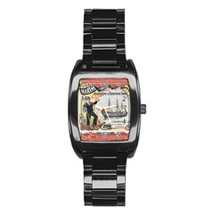 Vintage Advertisement British Navy Marine Typography Stainless Steel Barrel Watch by yoursparklingshop