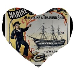 Vintage Advertisement British Navy Marine Typography Large 19  Premium Flano Heart Shape Cushions by yoursparklingshop
