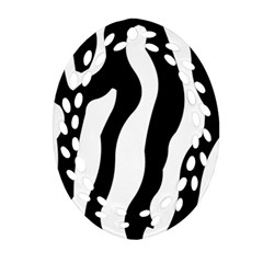 Zebra Horse Skin Pattern Black And White Ornament (oval Filigree)  by picsaspassion