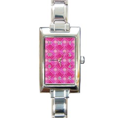 Pink Sweet Number 16 Diamonds Geometric Pattern Rectangle Italian Charm Watch by yoursparklingshop