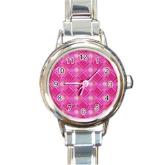 Pink Sweet Number 16 Diamonds Geometric Pattern Round Italian Charm Watch by yoursparklingshop