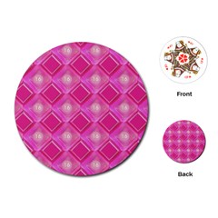 Pink Sweet Number 16 Diamonds Geometric Pattern Playing Cards (round)  by yoursparklingshop