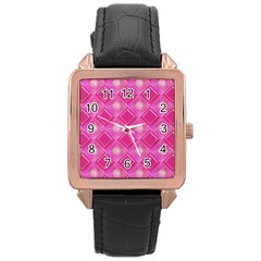Pink Sweet Number 16 Diamonds Geometric Pattern Rose Gold Leather Watch  by yoursparklingshop