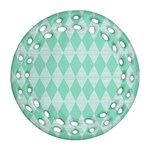 Mint color Diamond shape pattern Round Filigree Ornament (2Side) Back