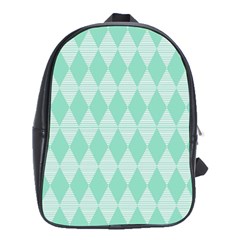 Mint Color Diamond Shape Pattern School Bags (xl)  by picsaspassion