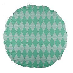 Mint Color Diamond Shape Pattern Large 18  Premium Flano Round Cushions