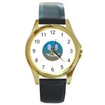 Smiley Round Gold Metal Watch Front