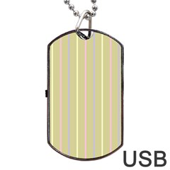 Summer Sand Color Lilac Pink Yellow Stripes Pattern Dog Tag Usb Flash (two Sides)  by picsaspassion