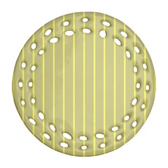 Summer Sand Color Yellow Stripes Pattern Ornament (round Filigree) 