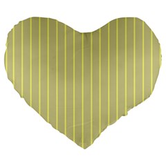 Summer Sand Color Yellow Stripes Pattern Large 19  Premium Flano Heart Shape Cushions