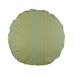 Summer Sand Color Blue Stripes Pattern Standard 15  Premium Flano Round Cushions