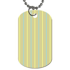 Summer Sand Color Blue And Yellow Stripes Pattern Dog Tag (two Sides) by picsaspassion