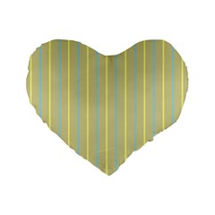 Summer Sand Color Blue And Yellow Stripes Pattern Standard 16  Premium Flano Heart Shape Cushions