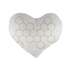Honeycomb Pattern Graphic Design Standard 16  Premium Flano Heart Shape Cushion 