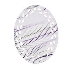 Lilac Stripes Oval Filigree Ornament (2-side)  by picsaspassion