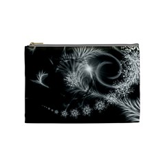 Silver Feather And Ball Decoration Cosmetic Bag (medium)  by picsaspassion