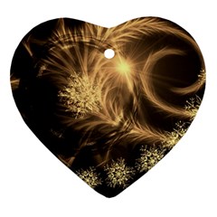 Golden Feather And Ball Decoration Ornament (heart)  by picsaspassion