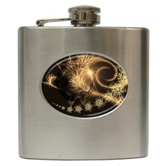 Golden Feather And Ball Decoration Hip Flask (6 Oz) by picsaspassion