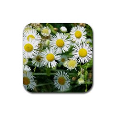 White summer flowers, watercolor painting Rubber Coaster (Square) 