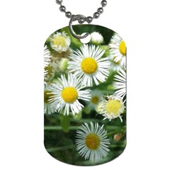 White summer flowers, watercolor painting Dog Tag (One Side)