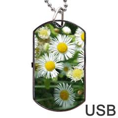 White summer flowers, watercolor painting Dog Tag USB Flash (One Side)