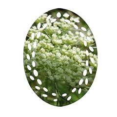 White Summer Flowers Oval Filigree Ornament (2-side)  by picsaspassion