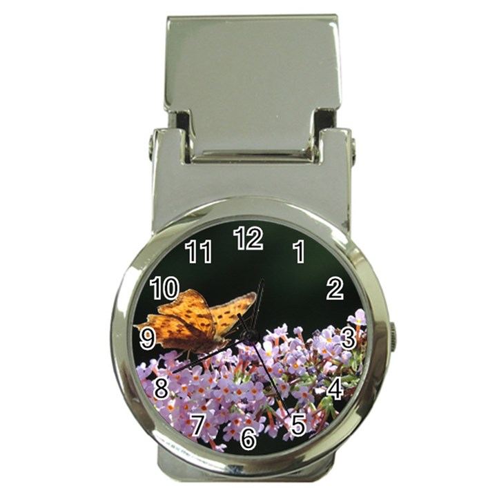 Butterfly sitting on flowers Money Clip Watches