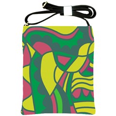 Green Abstract Decor Shoulder Sling Bags