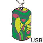 Green abstract decor Dog Tag USB Flash (Two Sides)  Back