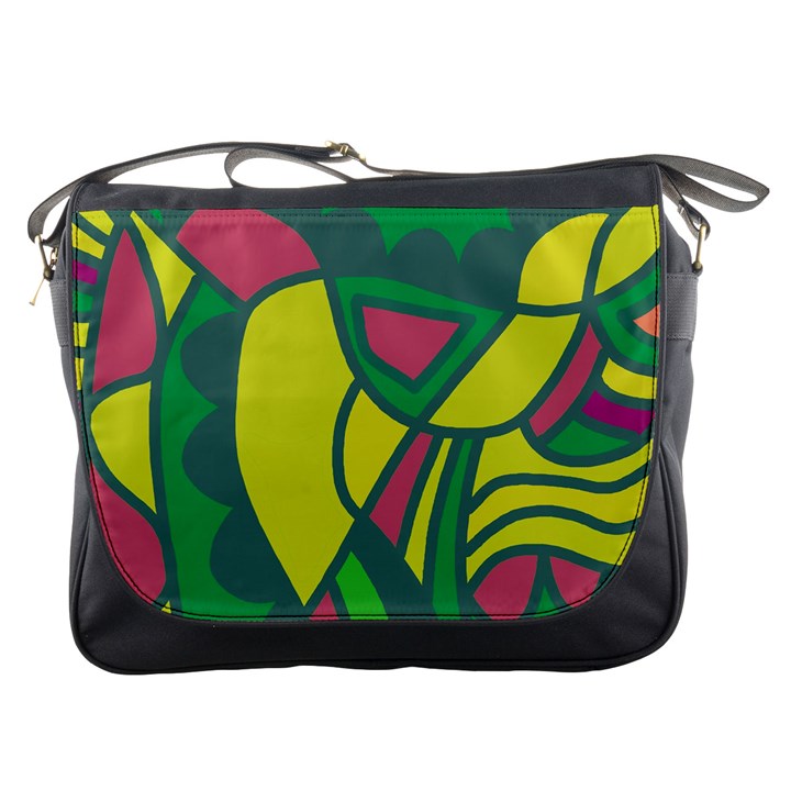Green abstract decor Messenger Bags