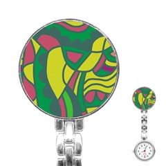 Green Abstract Decor Stainless Steel Nurses Watch by Valentinaart