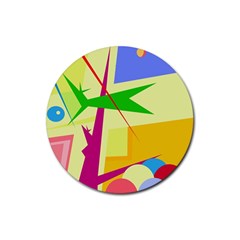 Colorful Abstract Art Rubber Coaster (round)  by Valentinaart