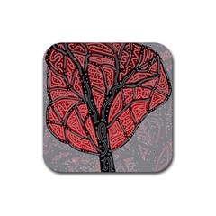 Decorative Tree 1 Rubber Coaster (square)  by Valentinaart