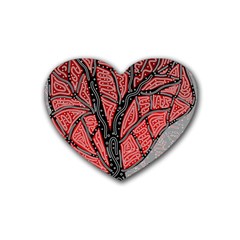 Decorative Tree 1 Rubber Coaster (heart)  by Valentinaart