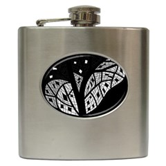 Black And White Tree Hip Flask (6 Oz) by Valentinaart