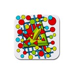 Crazy geometric art Rubber Square Coaster (4 pack)  Front