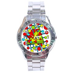 Crazy Geometric Art Stainless Steel Analogue Watch by Valentinaart